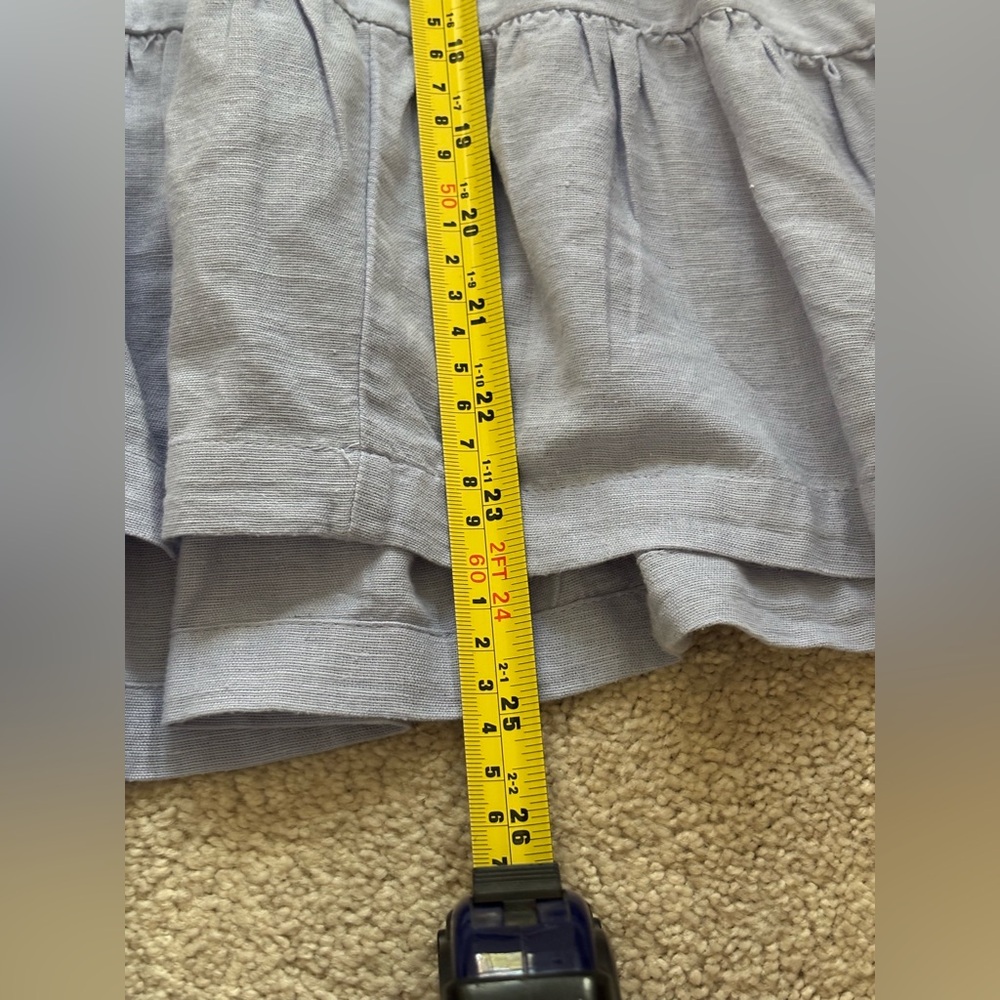 American Eagle Outfitters Blue Linen Peplum Tiered Top - Picture 5 of 6